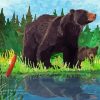 Black Bear With Cub paint by number