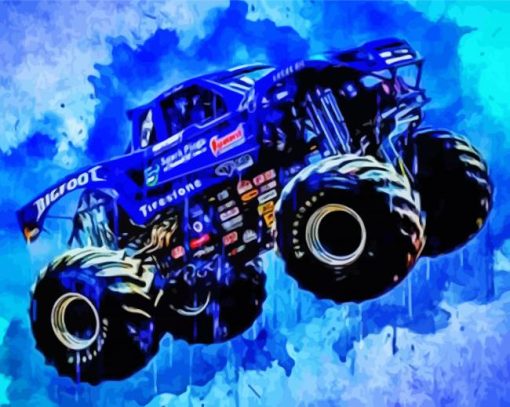 Blue Bigfoot Truck Art paint by number