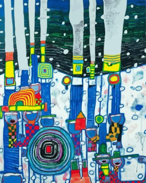 Blue Blues By Hundertwasser paint by number