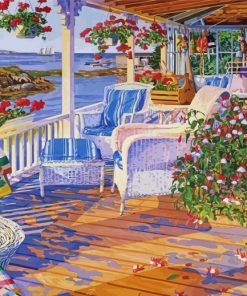 Cabin Porch On Water paint by number