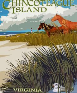 Chincoteague Island Poster Art paint by number