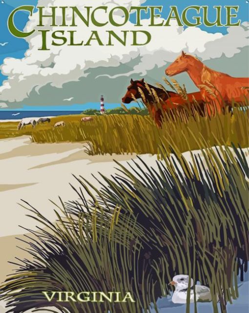 Chincoteague Island Poster Art paint by number