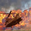 Chinook Helicopter In Explosion paint by number