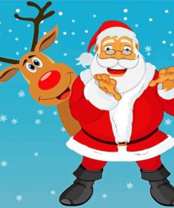 Christmas Santa Claus And Rudolph paint by number