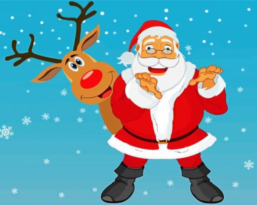 Christmas Santa Claus And Rudolph paint by number