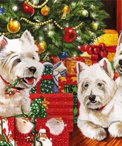 Christmas Westies Terrier paint by number