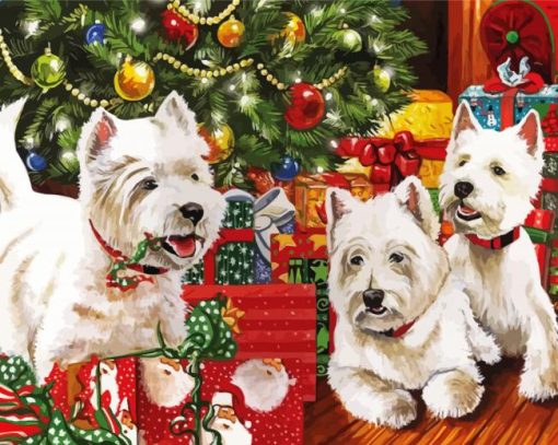 Christmas Westies Terrier paint by number