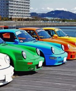 Colorful Porsche Cars paint by number