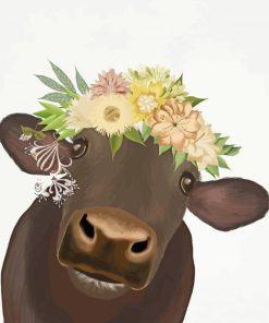 Cow With Flowers Crown paint by number