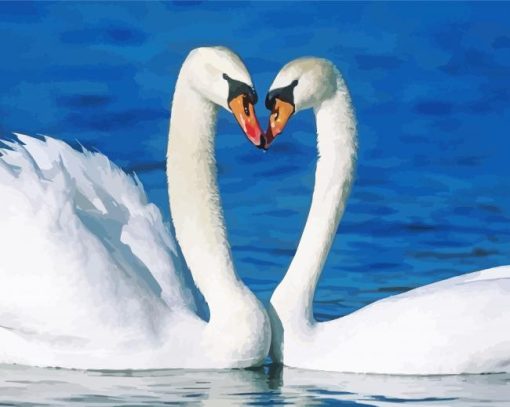 Cute Romantic Swan paint by number