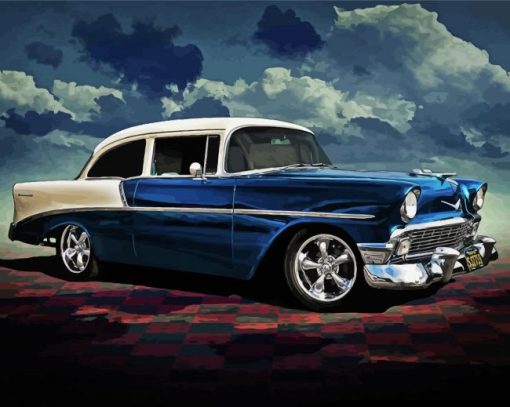 Dark Blue 1956 Chevrolet Car paint by number