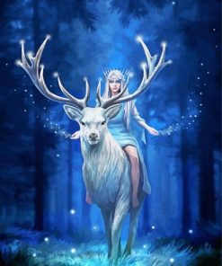 Fantasy Girl On Stag paint by number