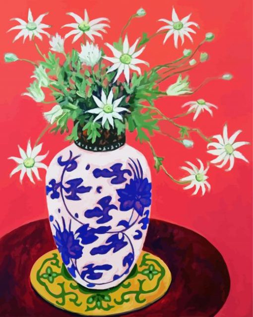 Flannel Flowers In Chinese Vase paint by number