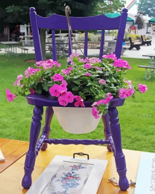 Flowers Pots Chair paint by number