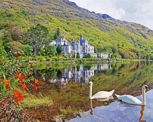 Galway Ireland Kylemore Abbey paint by number