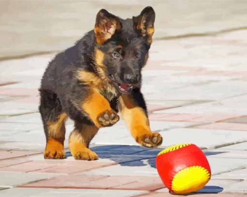 German Shepherd Puppy Playing paint by number