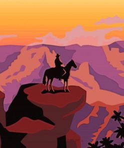 Horse And Cowboy In Canyon paint by number