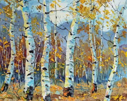 Landscape With Birch Trees paint by number