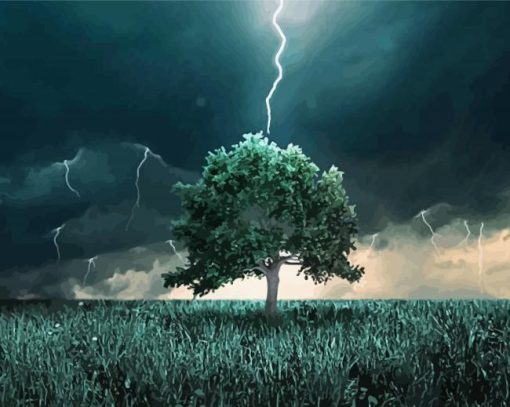 Lightning Tree Art paint by number