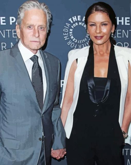 Michael Douglas And His Wife Catherine paint by number