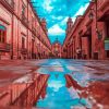 Michoacan Buildings Reflection paint by number