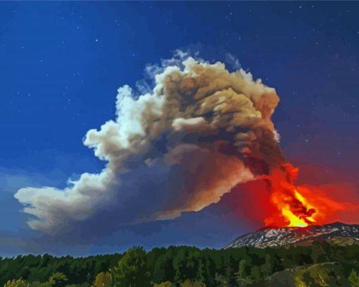 Mount Etna Italy Volcano paint by number