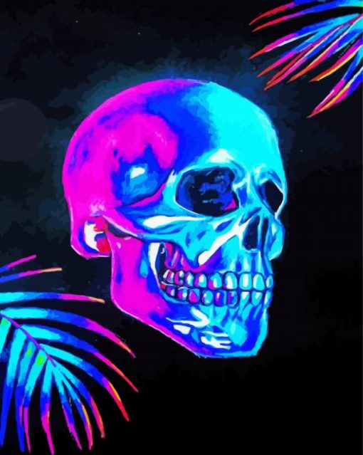 Neon Skull Head paint by number