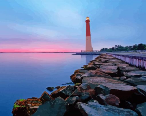 New Jersey Beach Lighthouse paint by number