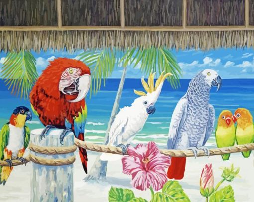 Ocean Paradise Parrots paint by number