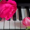 Piano With Pink Flowers paint by number