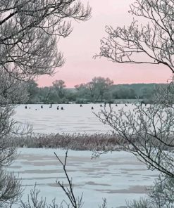 Pink And Grey Landscape paint by number