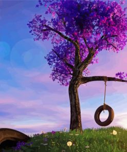 Purple Tree Swing paint by number