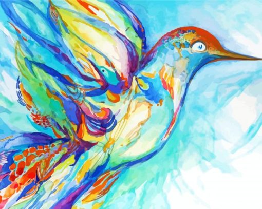 Rainbow Abstract Hummingbird paint by number