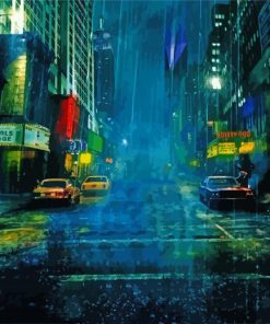 Rainy Street Scenes At Night paint by number