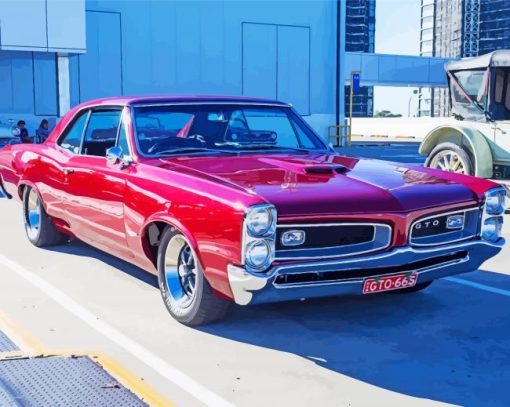 Red 1966 GTO Pontiac paint by number