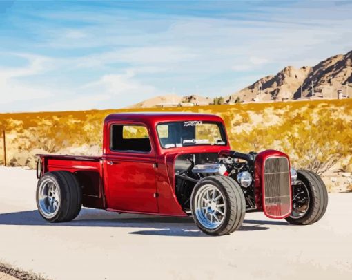 Red Hot Rod Truck paint by number