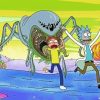 Rick And Morty Running Away From Monster paint by number