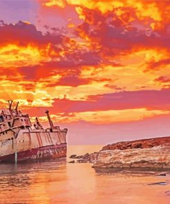 Sunset Ship paint by number