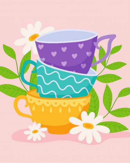 Teacup Flowers paint by number