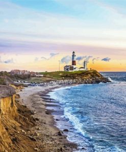 The Hamptons Lighthouse At Sunset paint by number