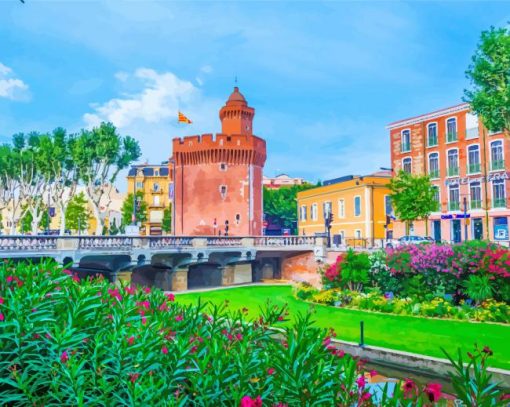 The Beautiful City Perpignan paint by number