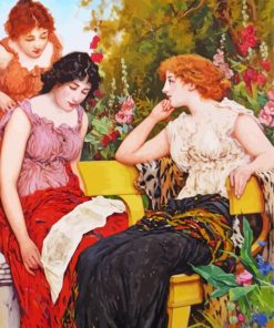 Three Classic Women In Garden paint by number