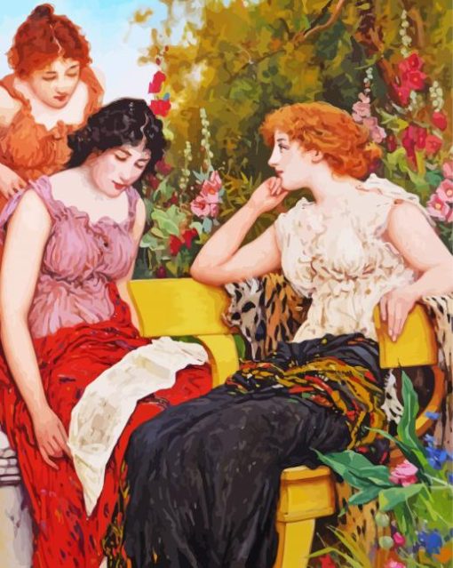 Three Classic Women In Garden paint by number