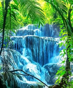 Tropical Waterfall paint by number