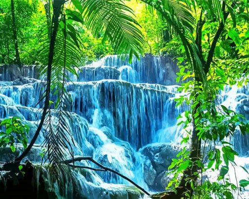 Tropical Waterfall paint by number