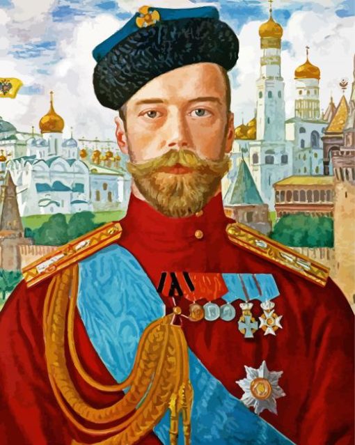 Tsar Nicholas II By Boris Kustodiev paint by number