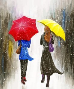 Two Friends With Umbrella paint by number