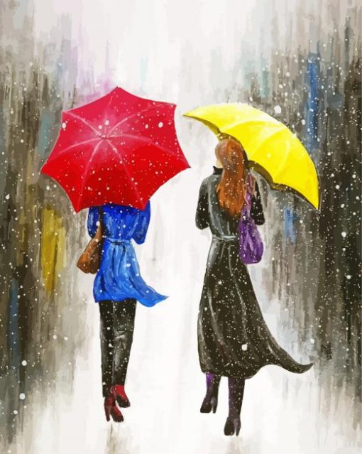 Two Friends With Umbrella paint by number