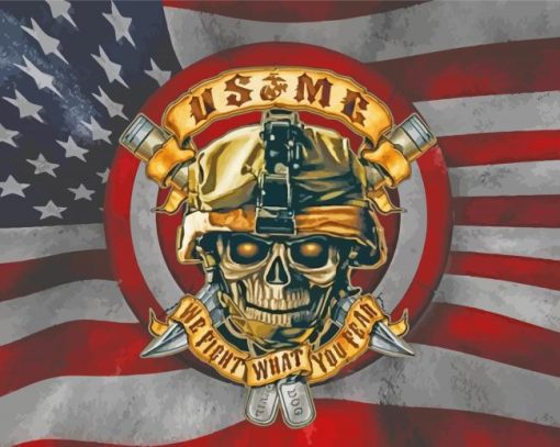 Usmc Skull Logo paint by number