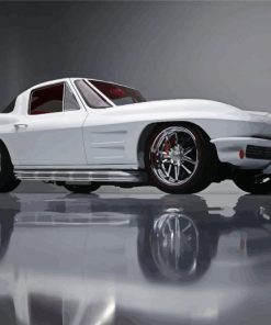 White Split Window Corvette Old Cars paint by number